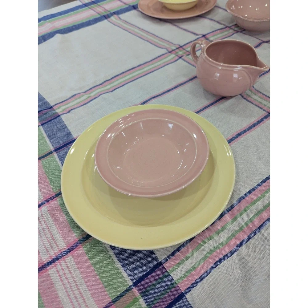 Vintage Lu-Ray Pastels Set Pink and Yellow